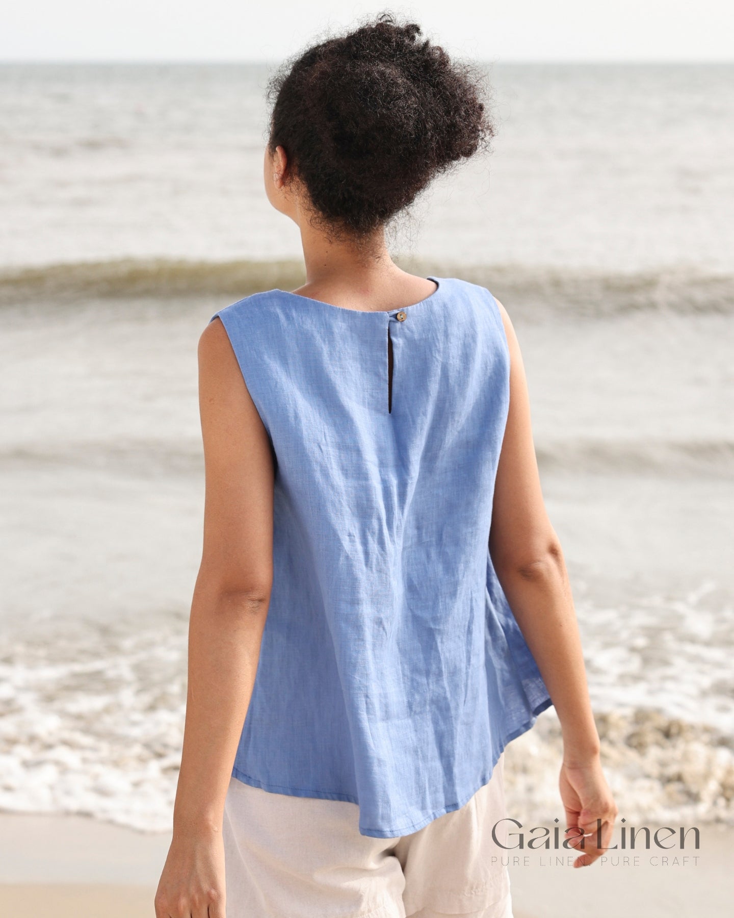 Scoop neck linen top