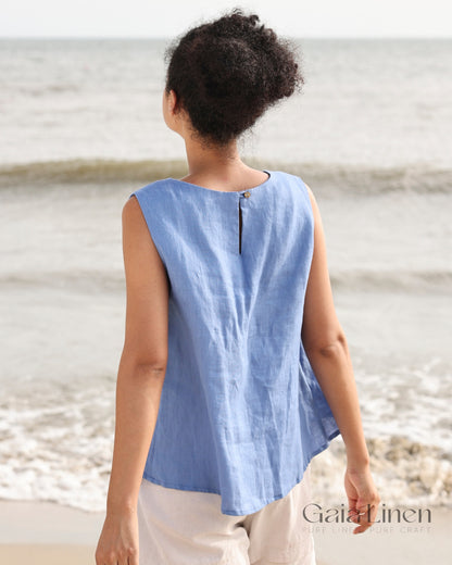 Scoop neck linen top