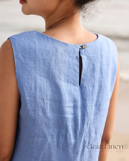 Scoop neck linen top