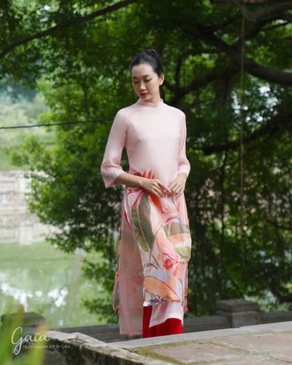 Silk pink Vietnamese dress Ao Dai