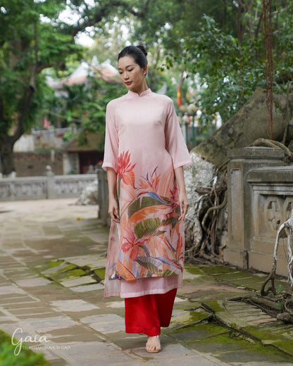 Silk pink Vietnamese dress Ao Dai