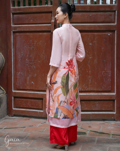 Silk pink Vietnamese dress Ao Dai