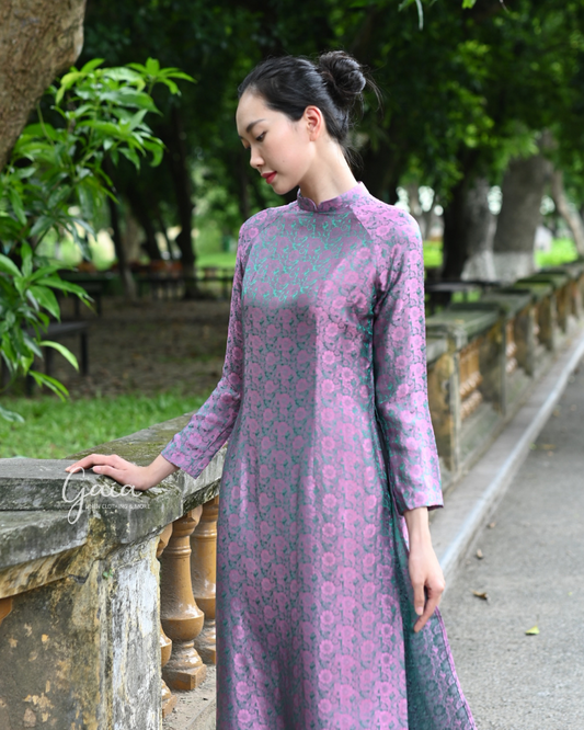 Purple silk Vietnamese dress