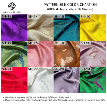 Mulberry silk with lotus orchid patterns