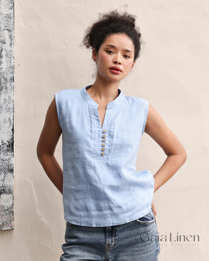 Sleeveless linen blouse