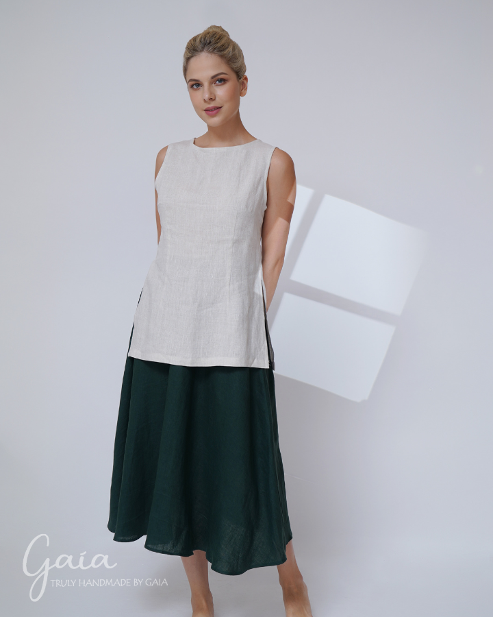 Sleeveless linen top