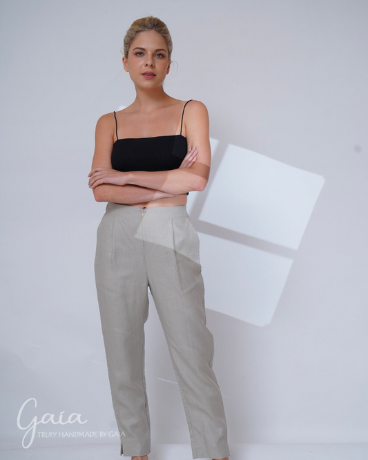 Straight leg linen pants