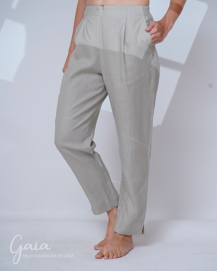 Straight leg linen pants