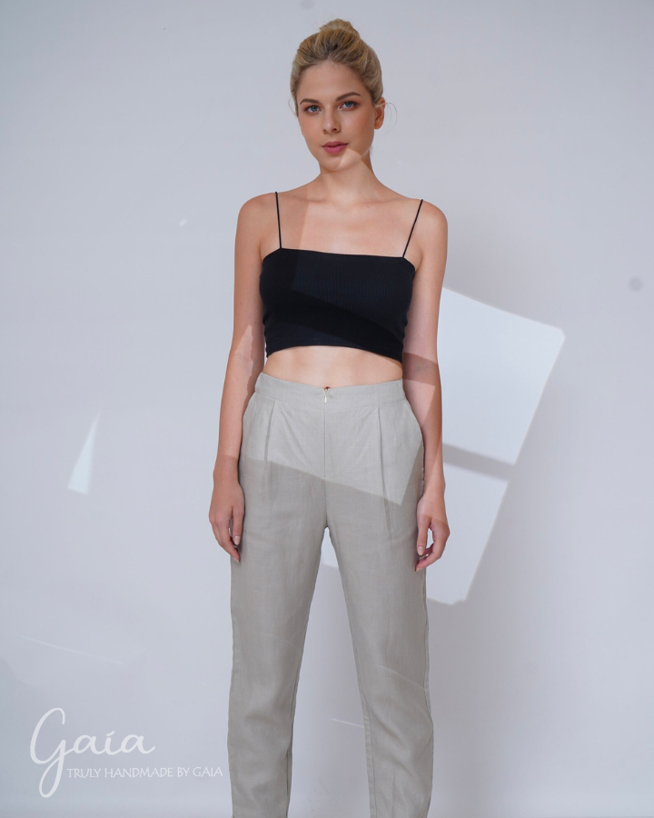 Straight leg linen pants