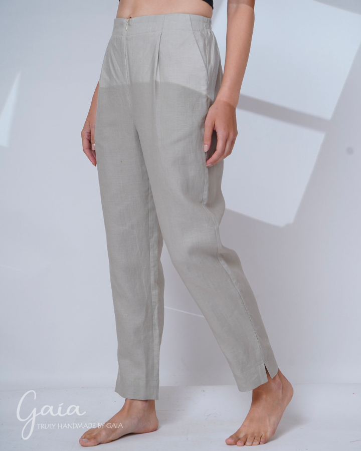 Straight leg linen pants