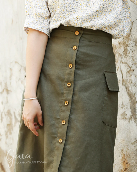 Straight linen skirt