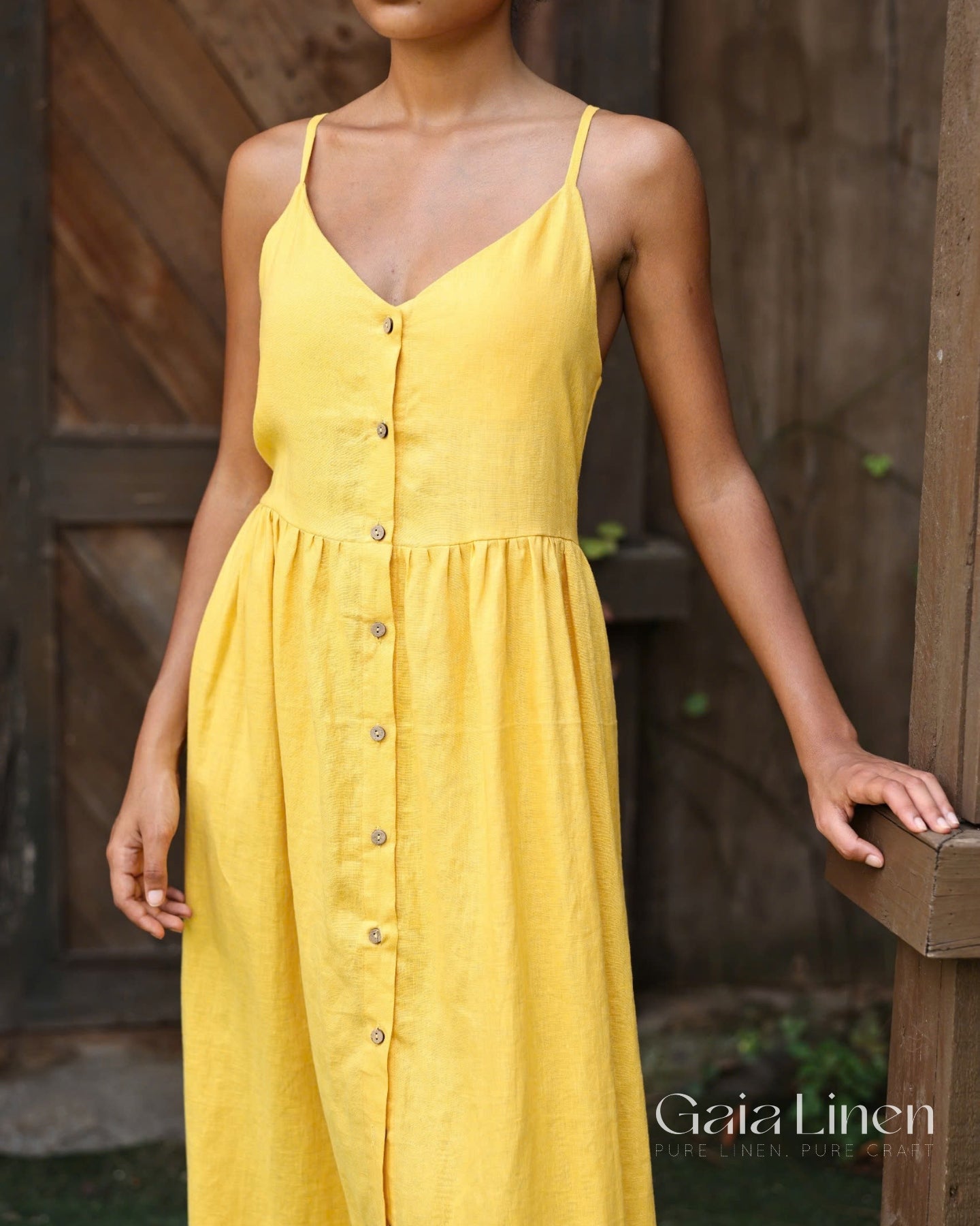 Sleeveless strappy linen dress