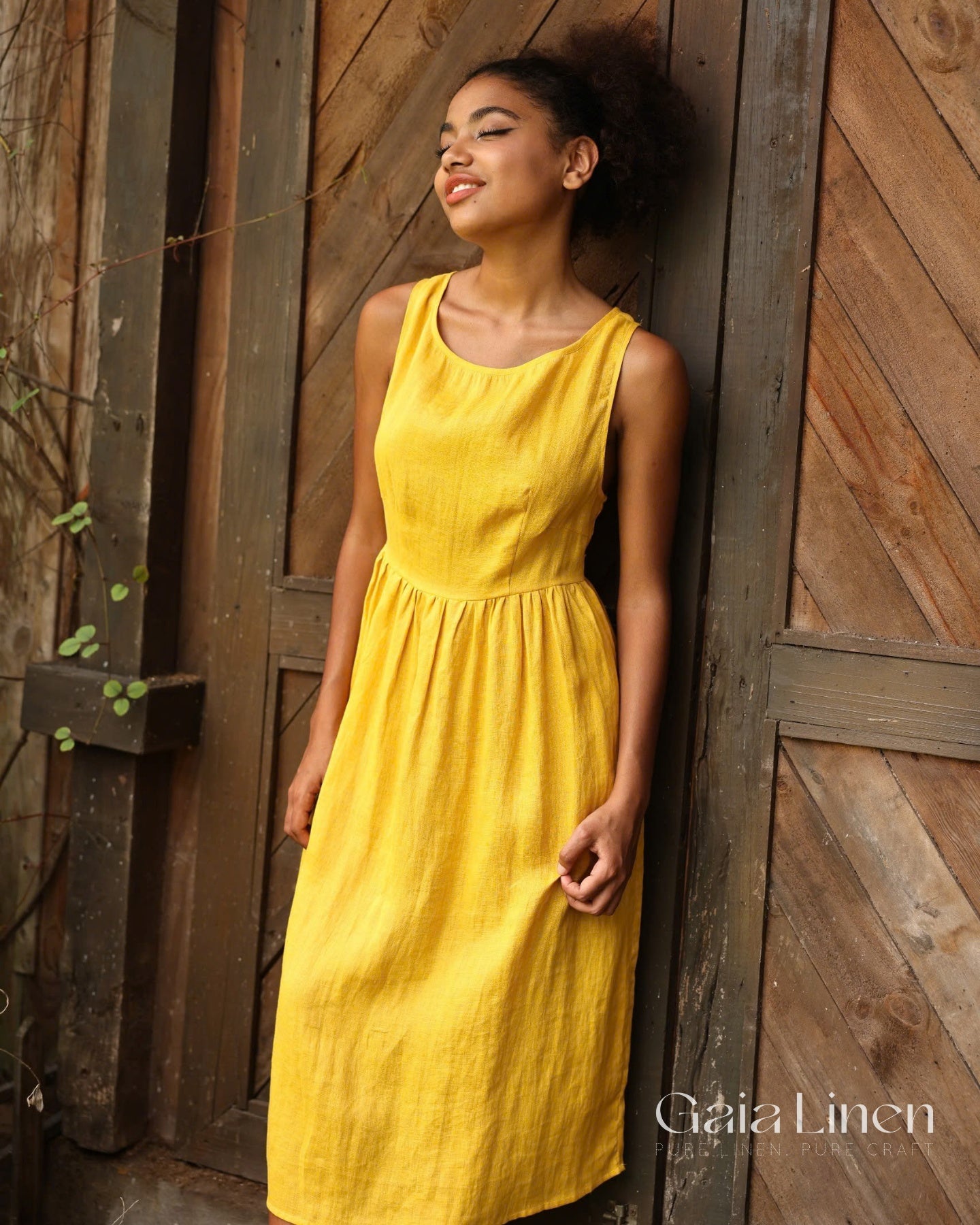 Linen summer midi dress