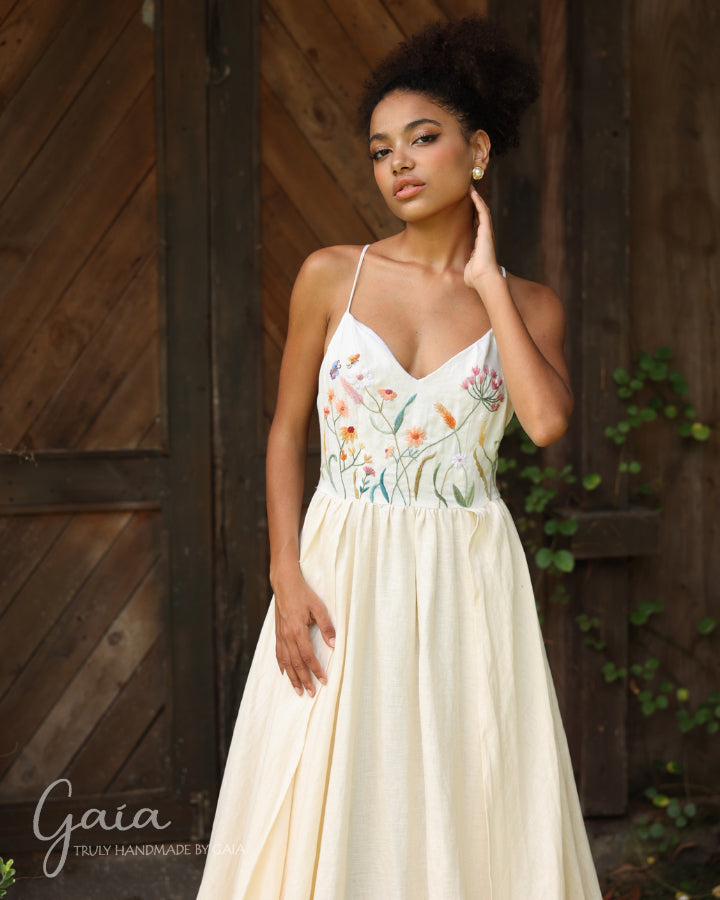 Hand-embroidered unique Beach wedding dress ANNECY Hand-embroidered unique Beach wedding dress ANNECY