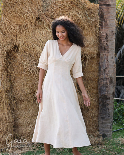 V-neck boho linen dress MARIANA V-neck boho linen dress MARIANA