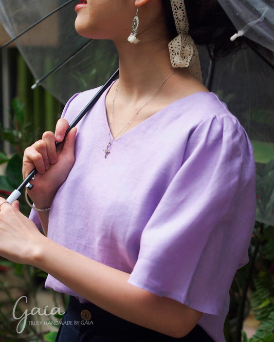 V-neck linen top