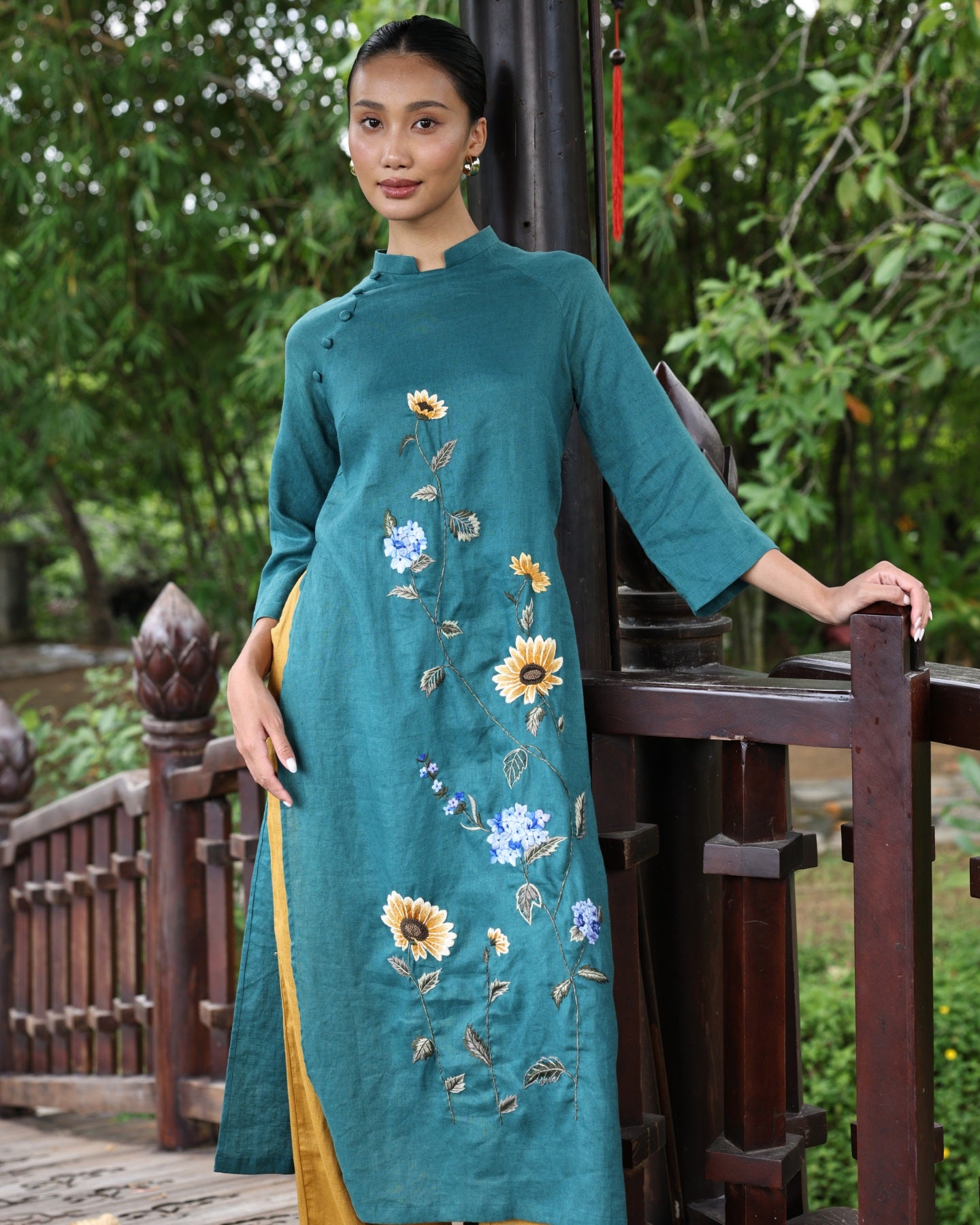 Vietnamese ao dai with embroidery