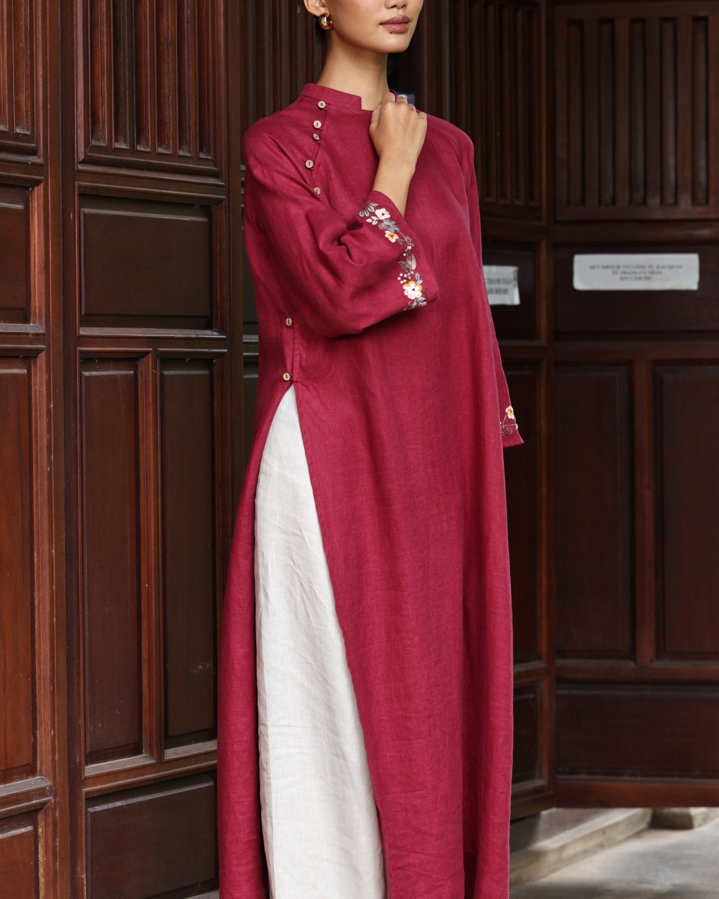 Vietnamese embroidered tunic dress