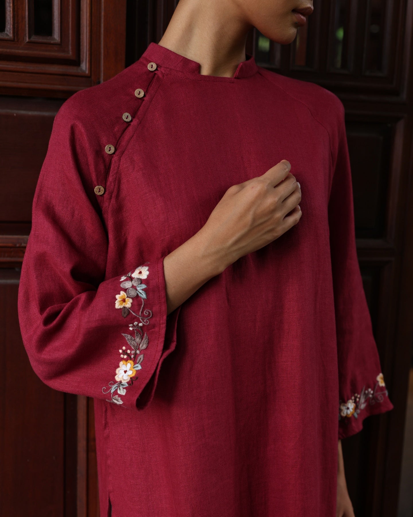 Vietnamese embroidered tunic dress