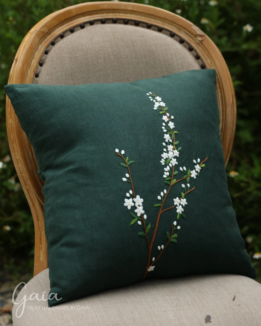 Vintage hand-embroidered pillow case