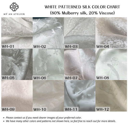 White patterned mulberry silk