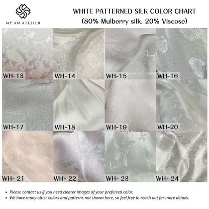 White patterned mulberry silk