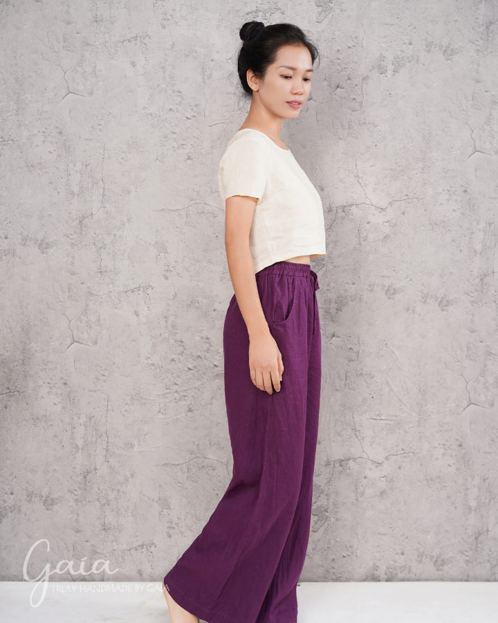 Wide leg pants linen