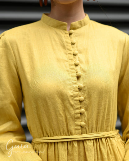 Yelow maxi linen dress