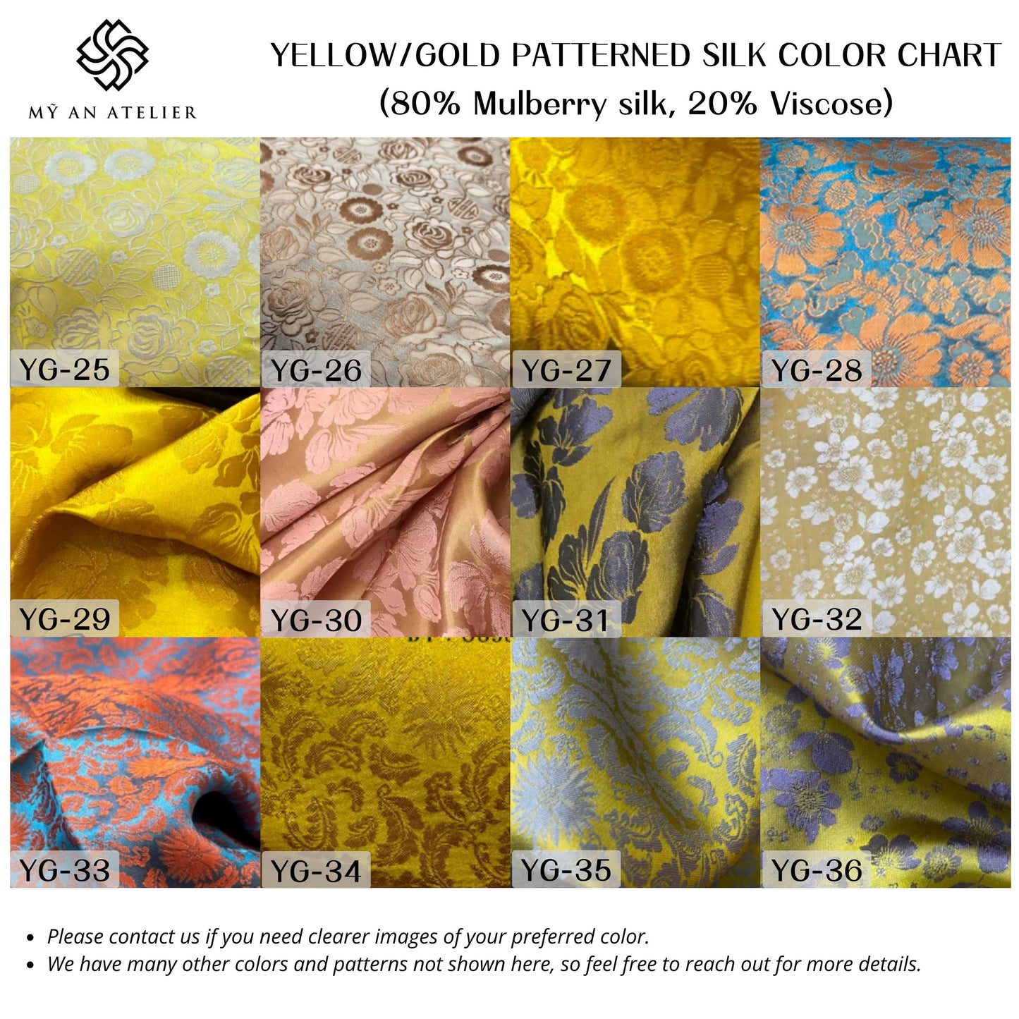 Yellow patterned mulberry silk