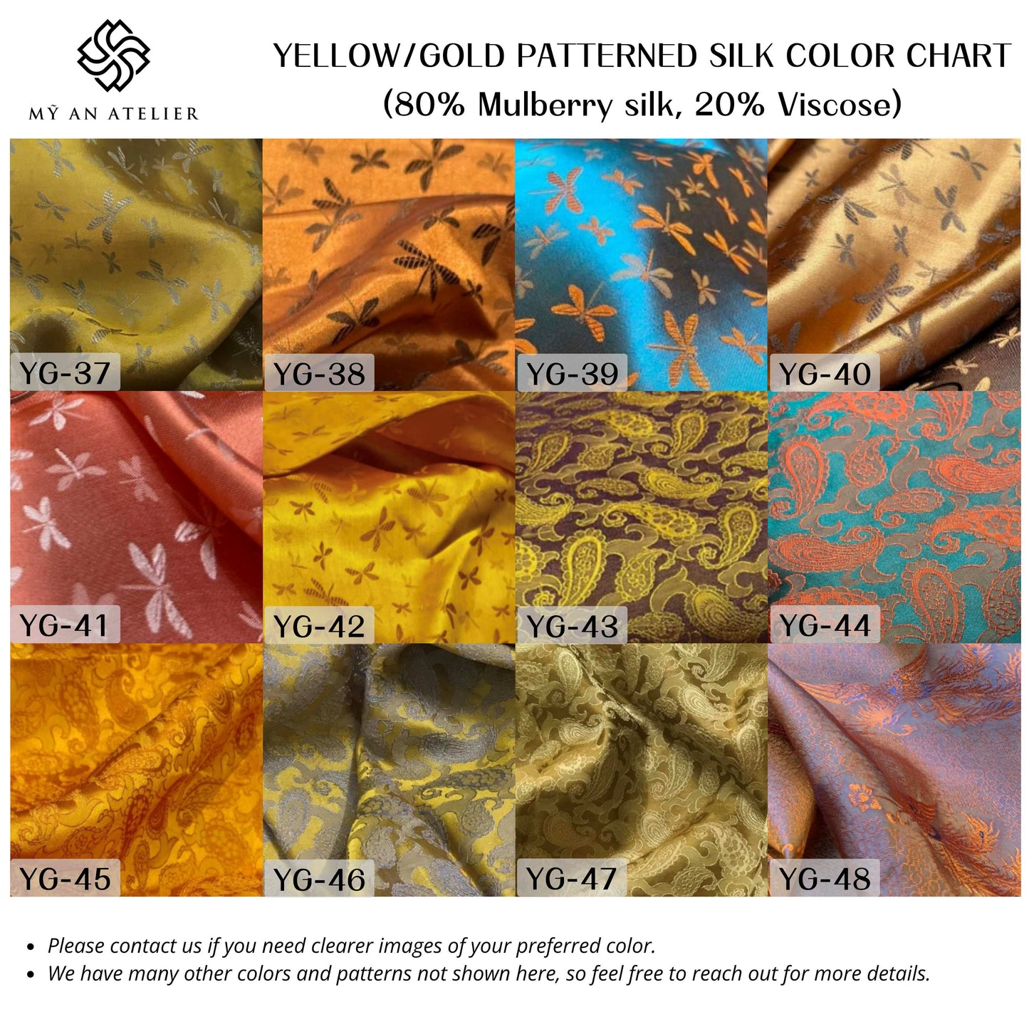 Yellow patterned mulberry silk